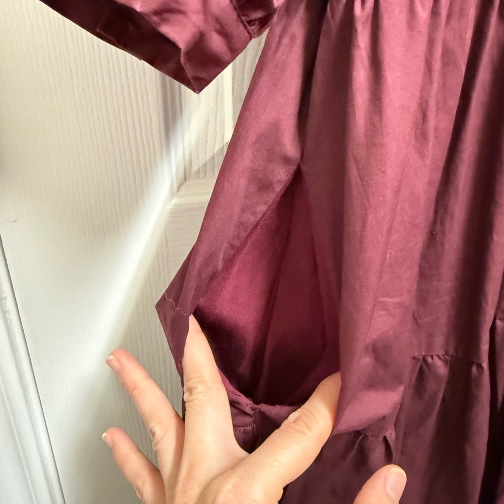 English Factory Tiered Burgundy Midi Dress - Picture 6 of 12